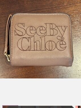 See By Chloé Small Leather Zip Wallet in Taupe